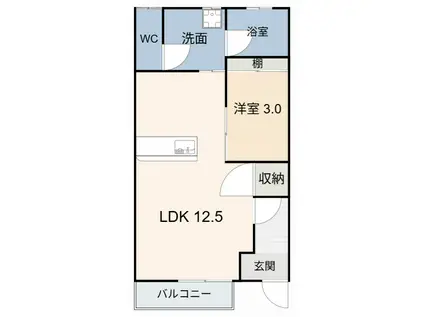 アネックス豊III(1LDK/1階)の間取り写真
