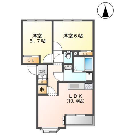 サニーハイツ(2LDK/2階)の間取り写真