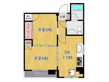 コーポ津田山(2DK/2階)の間取り写真