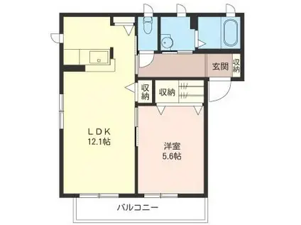 プロプルA(1LDK/2階)の間取り写真