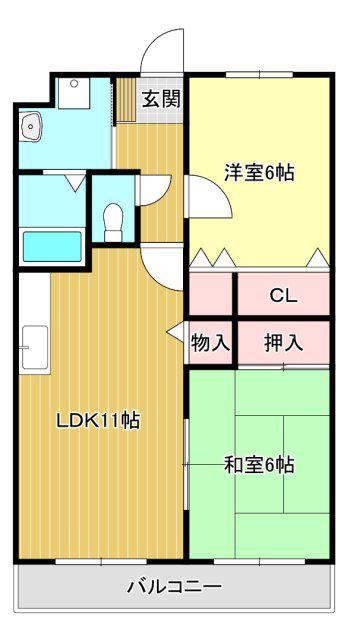 リベルテ曳馬(2LDK/3階)の間取り写真