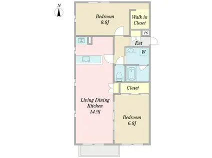 ソル・エルマーナ(2LDK/1階)の間取り写真