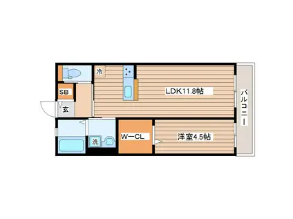 パレスハイム(1LDK/1階)の間取り写真