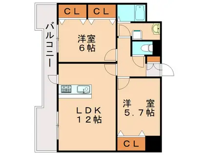 ETRANGE(2LDK/7階)の間取り写真