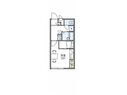 レオパレスT&T II(1K/2階)の間取り写真