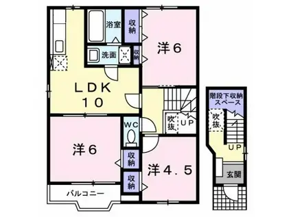 ウッズIV(3LDK/2階)の間取り写真