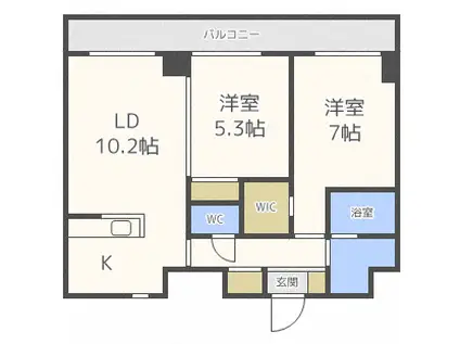 アーバンフラッツ豊平1条(2LDK/10階)の間取り写真