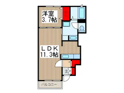Sジェルメ(1LDK/1階)の間取り写真
