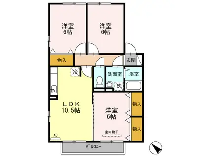ウィステリアウィルモアI(3LDK/2階)の間取り写真