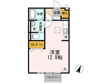 エスペランサ明神(ワンルーム/1階)の間取り写真