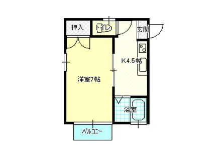 パレ・アンプルールラック(1K/1階)の間取り写真