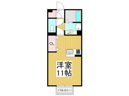 幸ー歩1024 B(ワンルーム/2階)の間取り写真