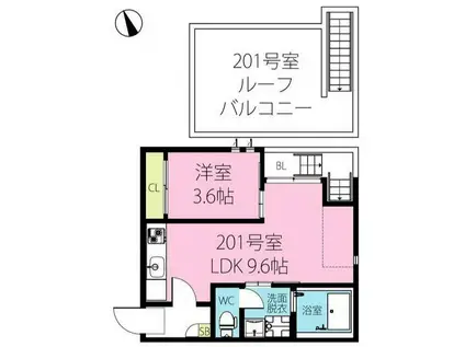 グランティック旭(1LDK/2階)の間取り写真