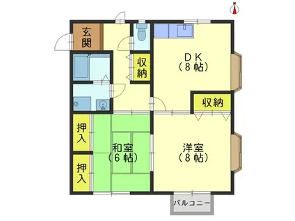 コーポ清水B(2DK/2階)の間取り写真