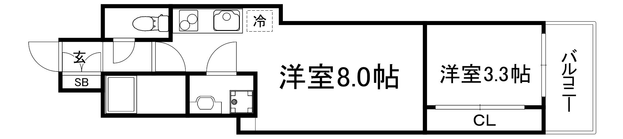 SERENITE谷町CROIX(1LDK/15階)の間取り写真