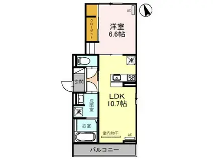 D‐ROOM女池上山II(1LDK/3階)の間取り写真
