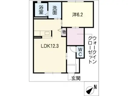 フローラ緑 A棟(1LDK/1階)の間取り写真