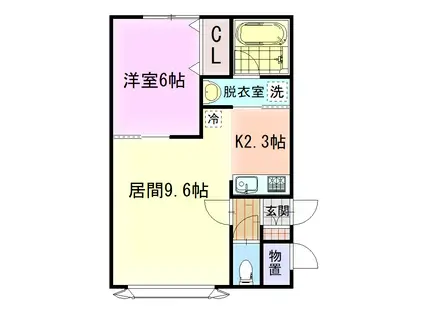 ファミリーテイズA(1LDK/1階)の間取り写真