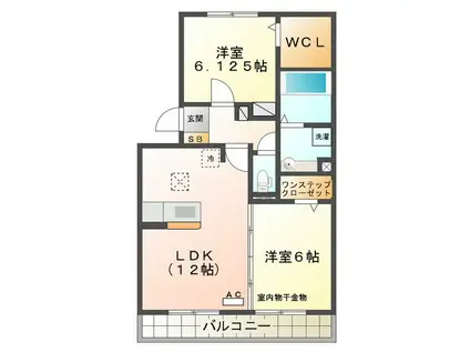イーストタウン B(2LDK/1階)の間取り写真