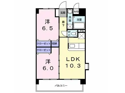 エヴァーグリーンN(2LDK/7階)の間取り写真