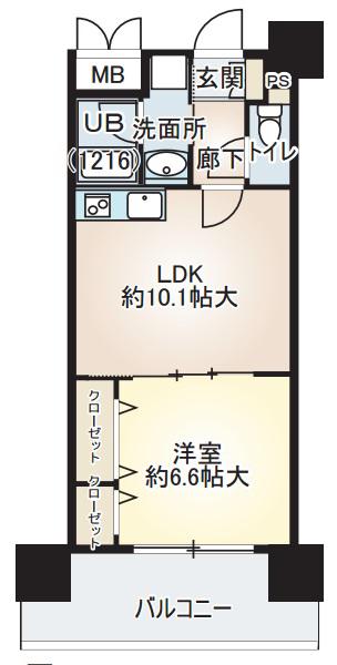 ベリー海老江(1LDK/13階)の間取り写真