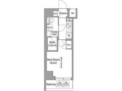 コンフォリア・リヴ横浜阪東橋(1K/8階)の間取り写真