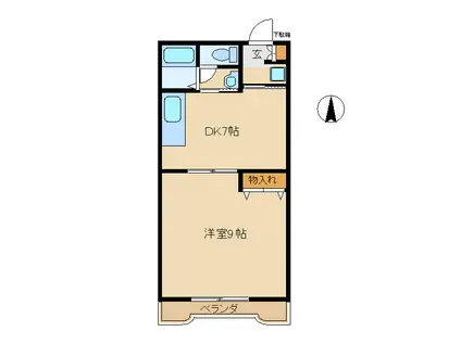 ラ・セゾン西城II(1DK/2階)の間取り写真