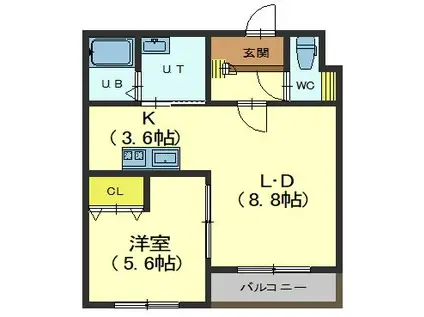 EARENDEL港町 エアレンデル港町(1LDK/2階)の間取り写真