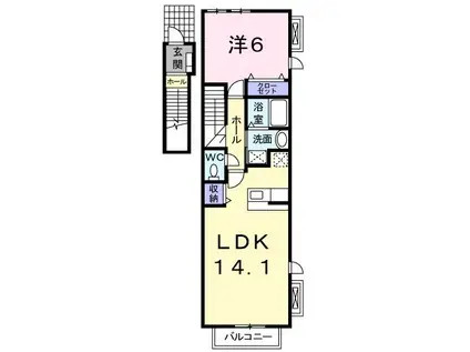 エスターテアイリス A(1LDK/2階)の間取り写真