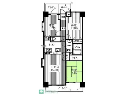 セラード川越(3LDK/5階)の間取り写真