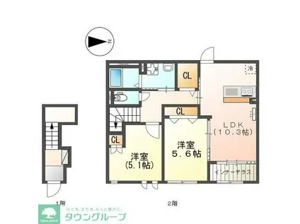 エル・クーレ(2LDK/2階)の間取り写真