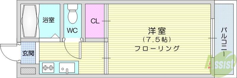シャイニングプラザ佐竹(1K/3階)の間取り写真