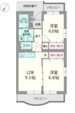 アビタシオンB(2LDK/2階)の間取り写真
