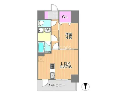 KABAYA GARDEN TONDACHO(1LDK/14階)の間取り写真