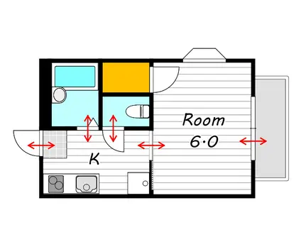サンシャイン富町B(1K/2階)の間取り写真