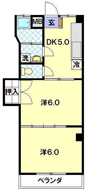 川村ビル(2DK/3階)の間取り写真