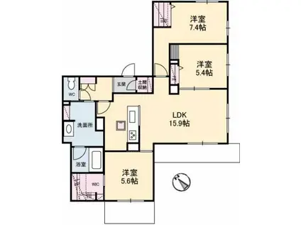 トゥモローランド(3LDK/1階)の間取り写真