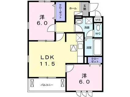 サンリット(2LDK/1階)の間取り写真