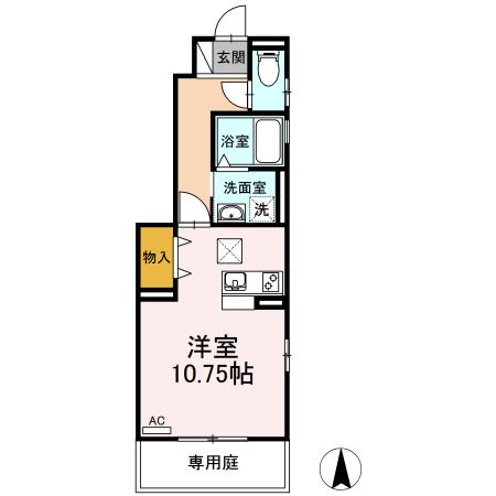 ヴォーン(ワンルーム/1階)の間取り写真