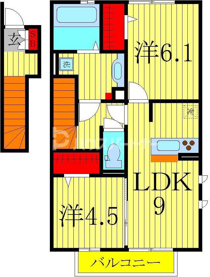 ＪＲ常磐線 南柏駅 徒歩23分 2階建 築10年(2LDK/2階)の間取り写真