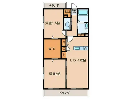 サービス付き高齢者向け あすなろ(2LDK/3階)の間取り写真
