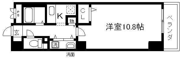 ビレイユ眞英河原町(1K/5階)の間取り写真