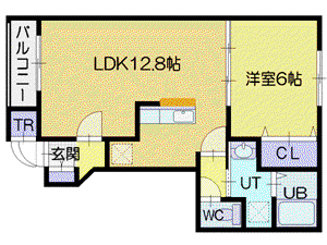 牧場参番館(1LDK/1階)の間取り写真