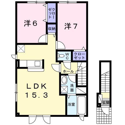 サンフィット(2LDK/2階)の間取り写真