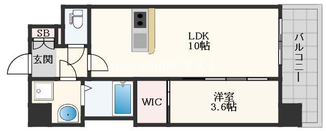 リヴェント玉造(1LDK/2階)の間取り写真