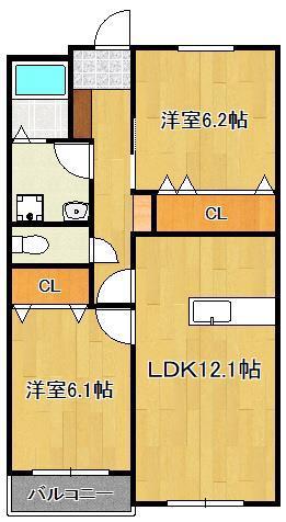 ヴァリオヴランカ(2LDK/3階)の間取り写真