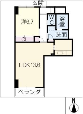 SOLAO金山(1LDK/7階)の間取り写真