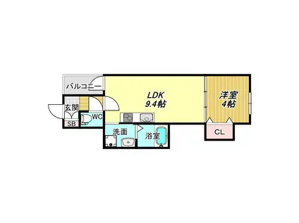 オルフェアメゾン清水丘弐番館(1LDK/3階)の間取り写真