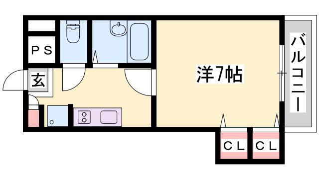 ジュネス神屋町(1K/6階)の間取り写真