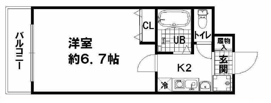 フォレスト新町(1K/4階)の間取り写真